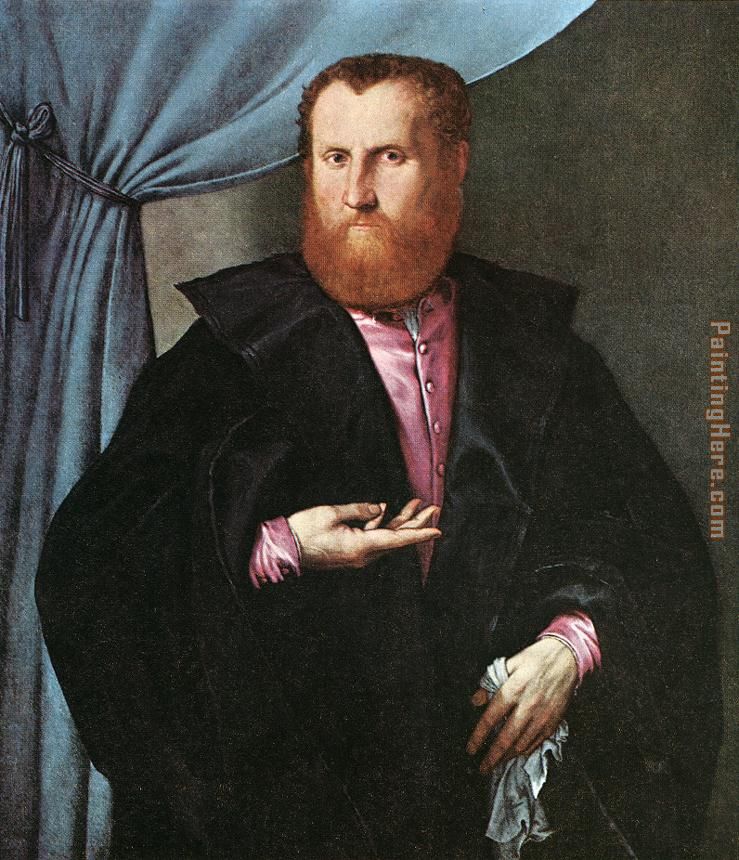 Portrait of a Man in Black Silk Cloak painting - Lorenzo Lotto Portrait of a Man in Black Silk Cloak art painting